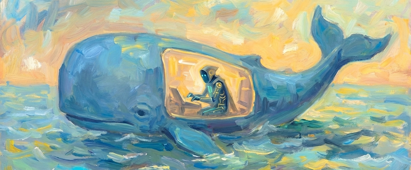 An agent working inside a whale: contained but productive