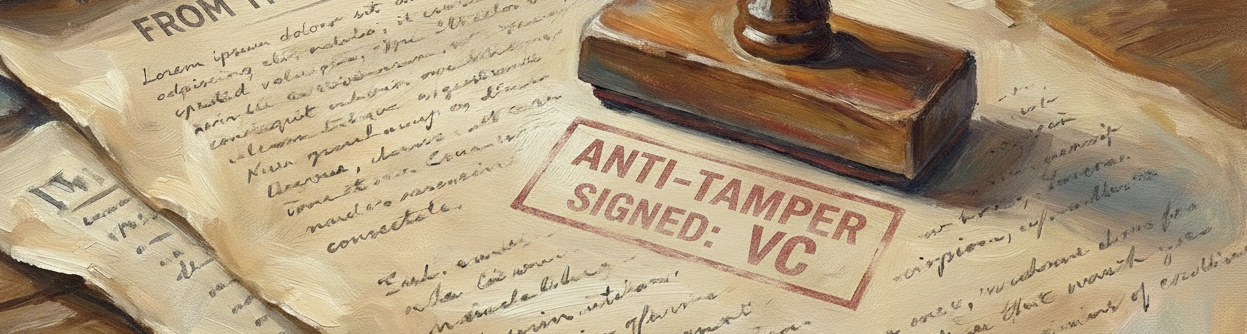 A stamped document with anti-tamper seal